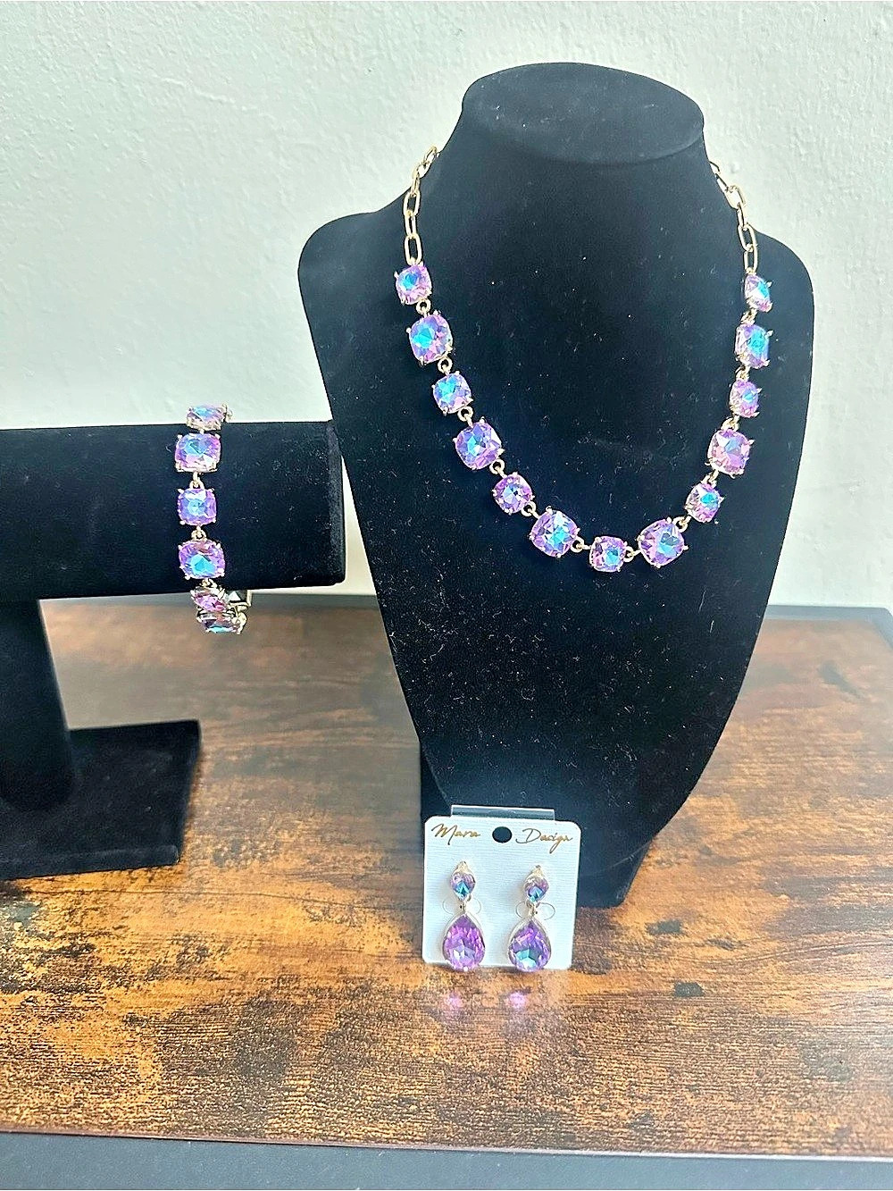 Mermaid Purple Jewelry Set including Necklace Tennis Bracelet and Earrings